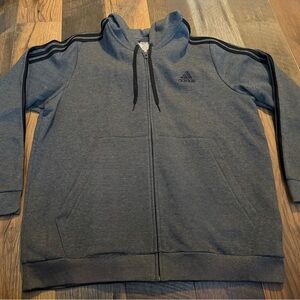 adidas Gray Hoodie with Black Shoulder Stripes